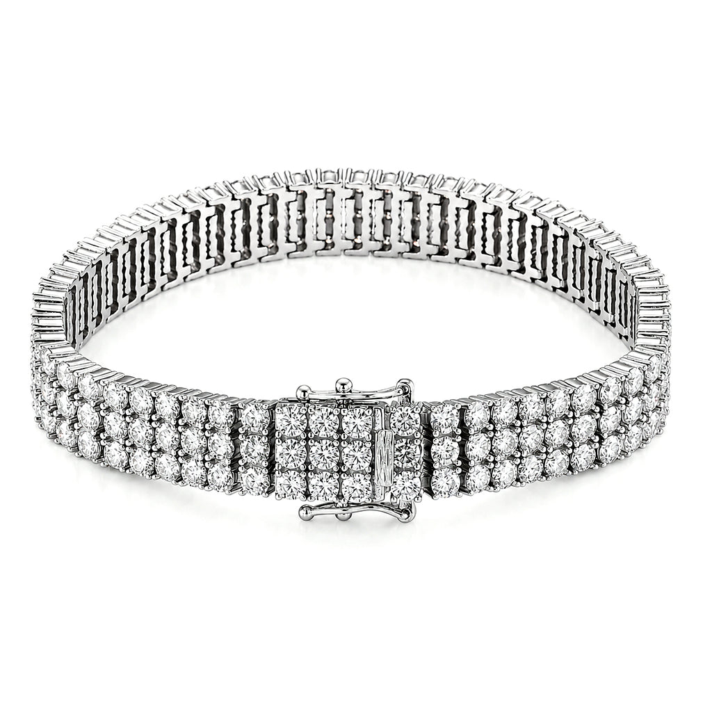 D'Joy - GRA Certified Moissanite Tennis Bracelet (Size - 7.5) in Rhodium Overlay Sterling Silver 18.80 Ct, Silver Wt. 32.00 Gms_8614229_3