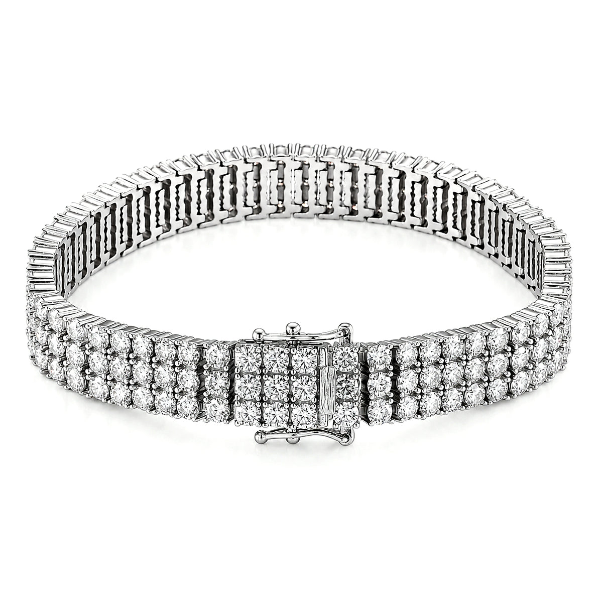 D'Joy - GRA Certified Moissanite Tennis Bracelet (Size - 7.5) in Rhodium Overlay Sterling Silver 18.80 Ct, Silver Wt. 32.00 Gms V32523924 4