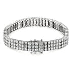 D'Joy - GRA Certified Moissanite Tennis Bracelet (Size - 7.5) in Rhodium Overlay Sterling Silver 18.80 Ct, Silver Wt. 32.00 Gms_8614229_3