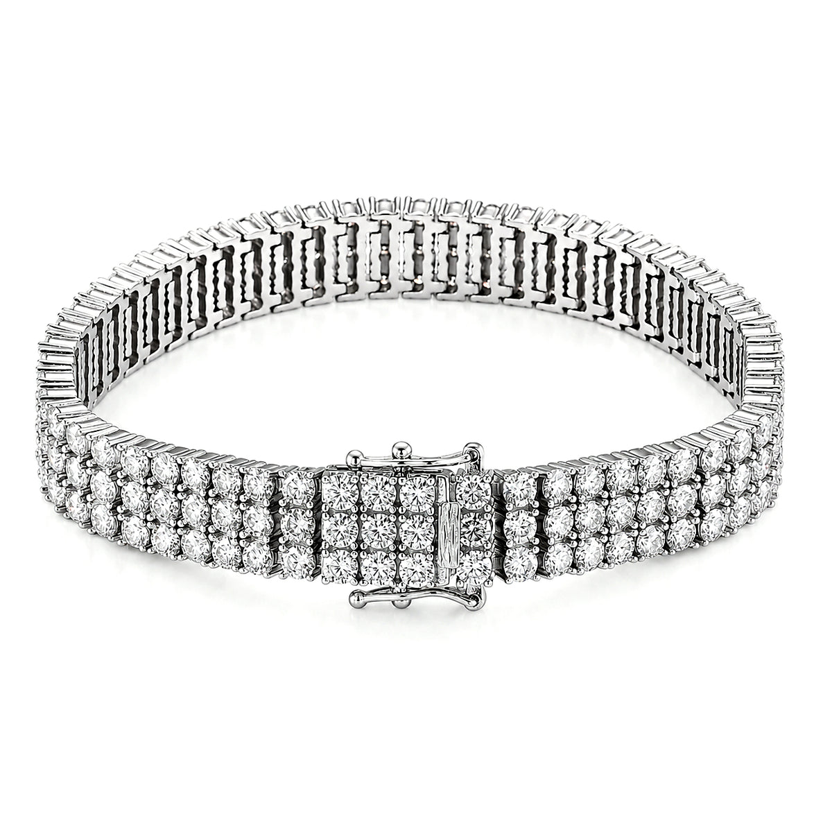 D'Joy - GRA Certified Moissanite Tennis Bracelet (Size - 7.5) in Rhodium Overlay Sterling Silver 18.80 Ct, Silver Wt. 32.00 Gms V32523924 4