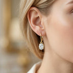 D'Joy - GRA Certified (D-VVS1) Moissanite Solitaire Drop Earring with Lever Back in Yellow Gold Plated Sterling Silver 1.88 Ct._8614375_1