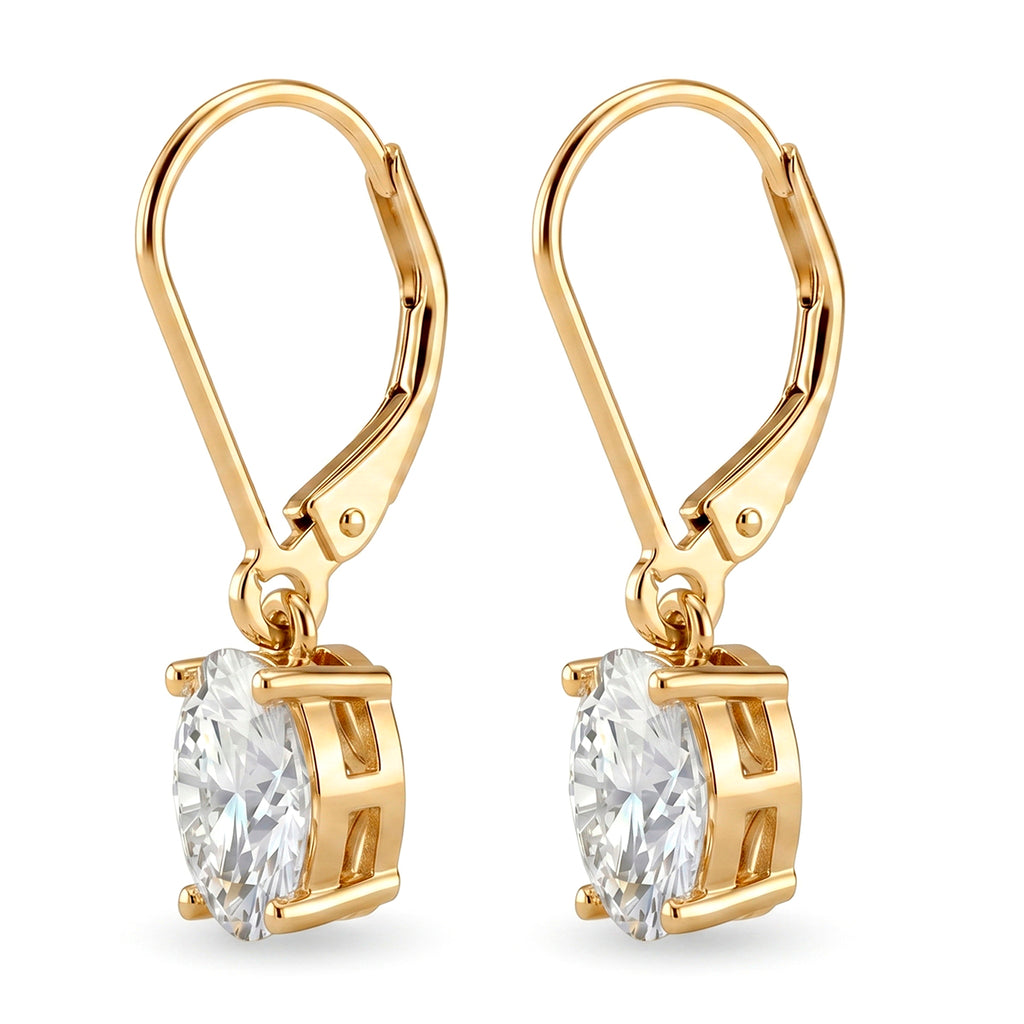 D'Joy - GRA Certified (D-VVS1) Moissanite Solitaire Drop Earring with Lever Back in Yellow Gold Plated Sterling Silver 1.88 Ct._8614375_3