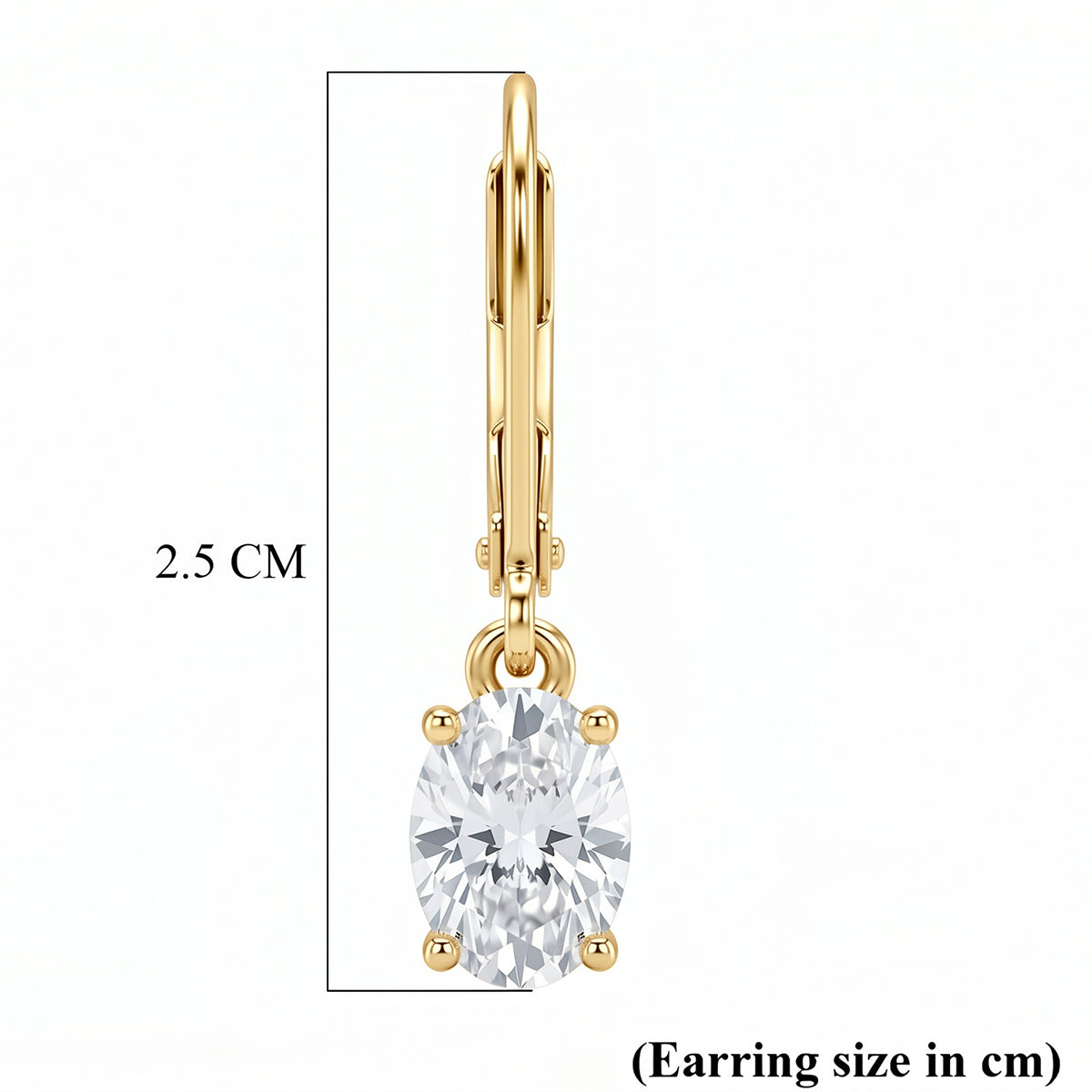 D'Joy - GRA Certified (D-VVS1) Moissanite Solitaire Drop Earring with Lever Back in Yellow Gold Plated Sterling Silver 1.88 Ct. 8614375 6