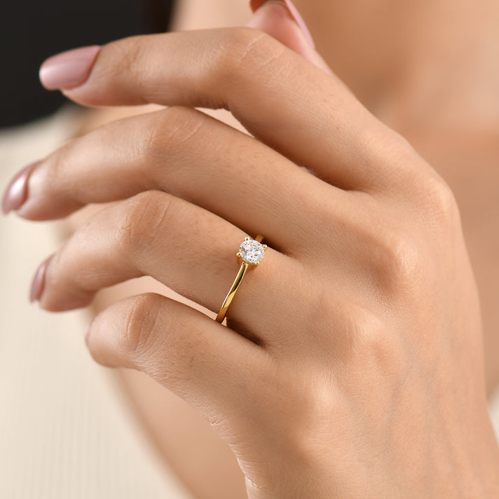 Luxuriant - Lab Grown Diamond (SI-G-H) Solitaire Ring in 18K Vermeil Yellow Gold Plated Sterling Silver 0.50 Ct. 8614524 2