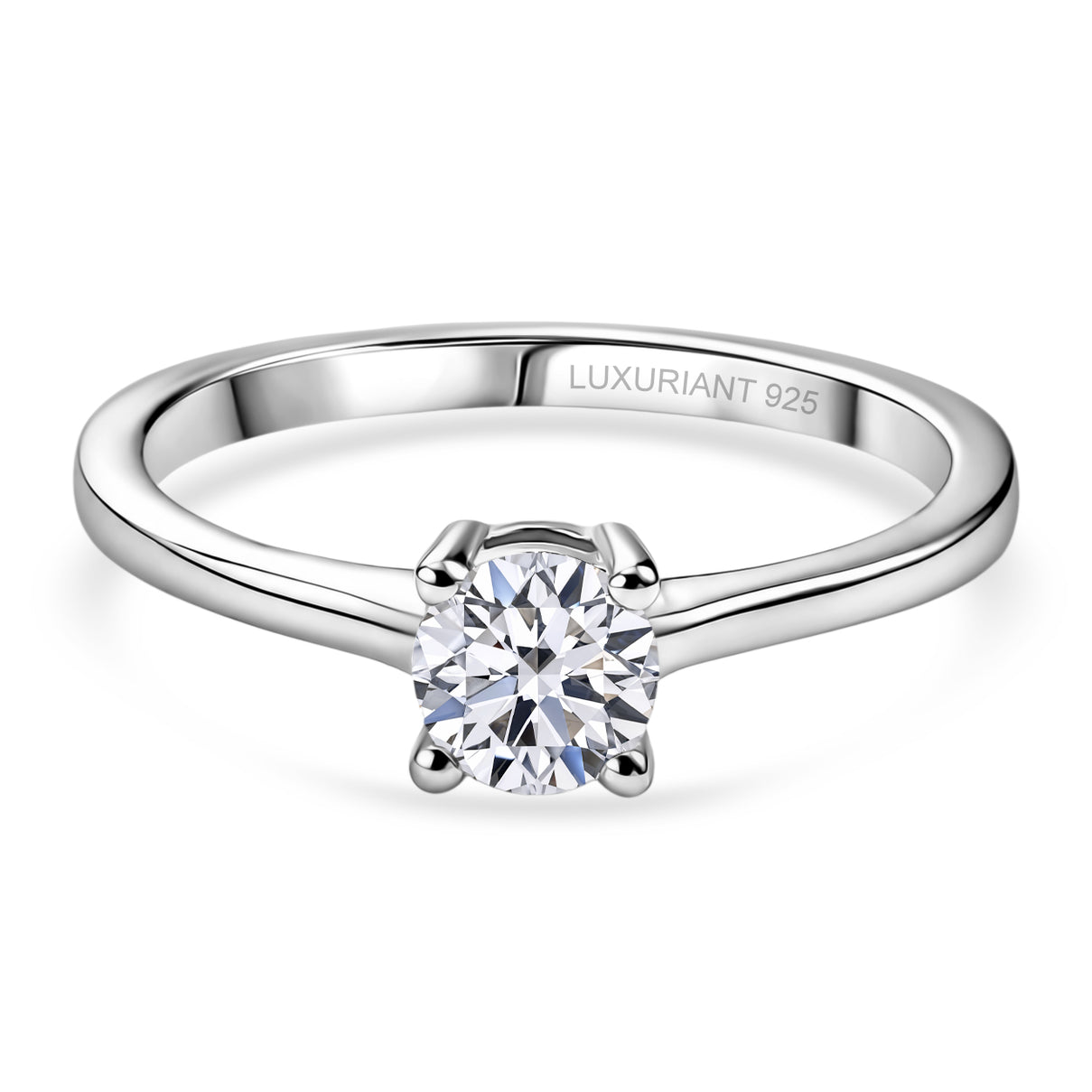 Luxuriant - Lab Grown Diamond (SI/G-H) Solitaire Ring in Rhodium Overlay Sterling Silver 0.50 Ct. 8614537 0