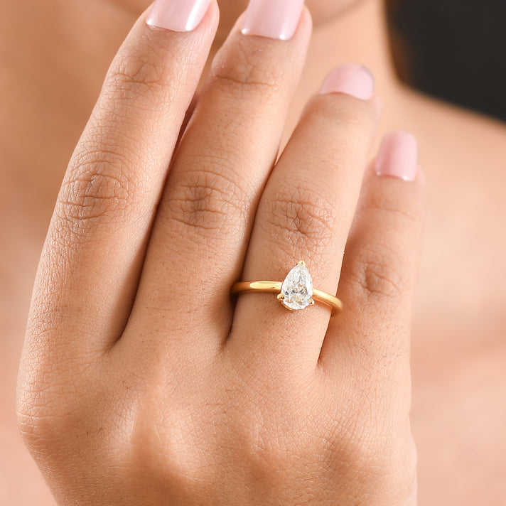 Luxuriant - Lab Grown Diamond (SI-G-H) Solitaire Ring in 18K Vermeil Yellow Gold Plated Sterling Silver 1.06 Ct. 8614565 2