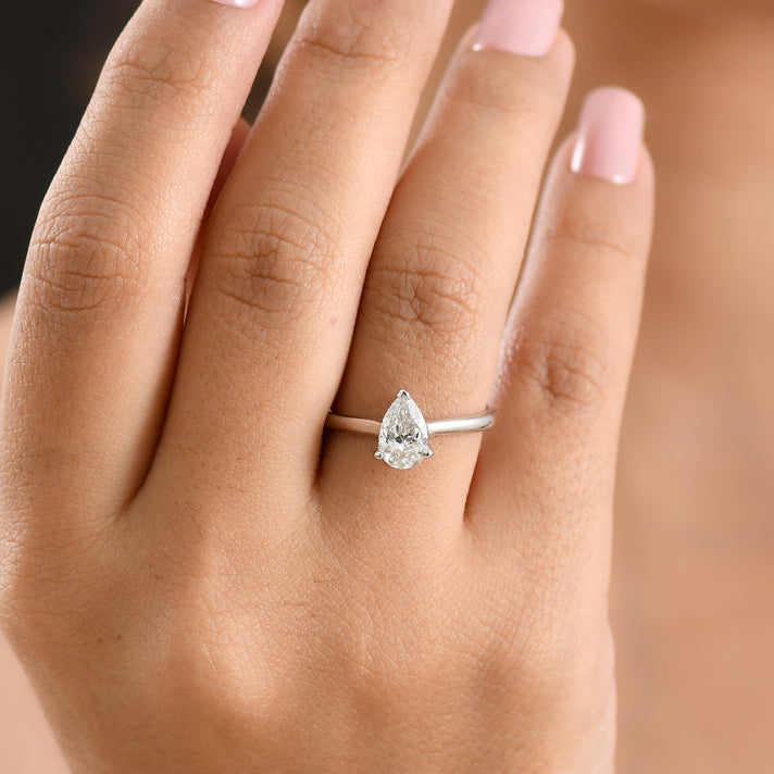 Luxuriant - Lab Grown Diamond (SI-G-H) Solitaire Ring in Rhodium Overlay Sterling Silver 1.06 Ct. 8614578 2