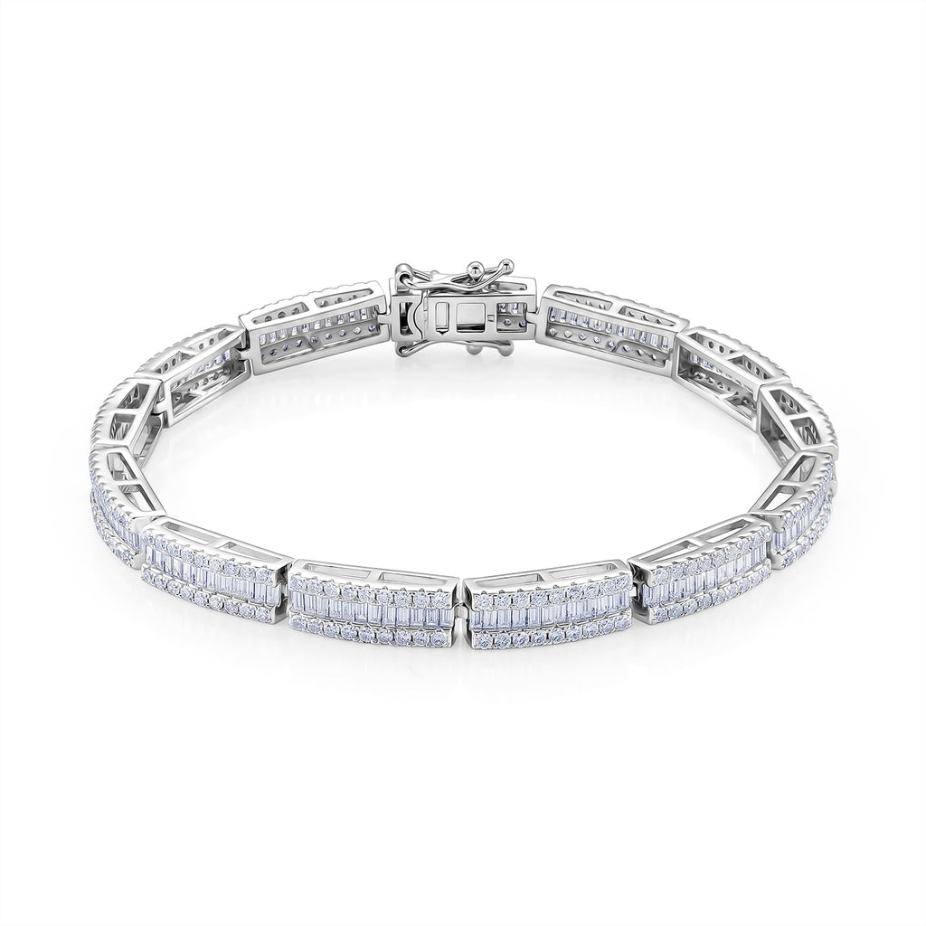 D'Joy - GRA Certified Moissanite Tennis Bracelet (Size - 7.5) in Rhodium Overlay Sterling Silver 6.06 Ct, Silver Wt. 12.50 Gms_8615640