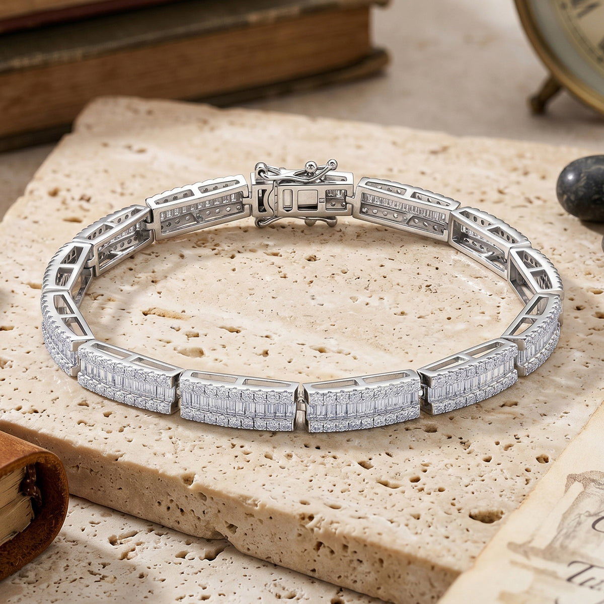 D'Joy - GRA Certified Moissanite Tennis Bracelet (Size - 7.5) in Rhodium Overlay Sterling Silver 6.06 Ct, Silver Wt. 12.50 Gms 8615640 3