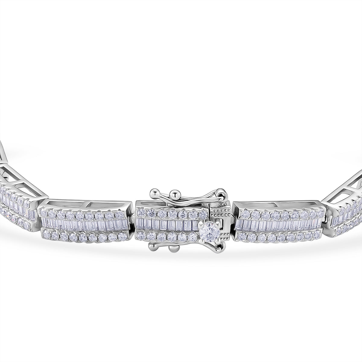 D'Joy - GRA Certified Moissanite Tennis Bracelet (Size - 7.5) in Rhodium Overlay Sterling Silver 6.06 Ct, Silver Wt. 12.50 Gms 8615640 4