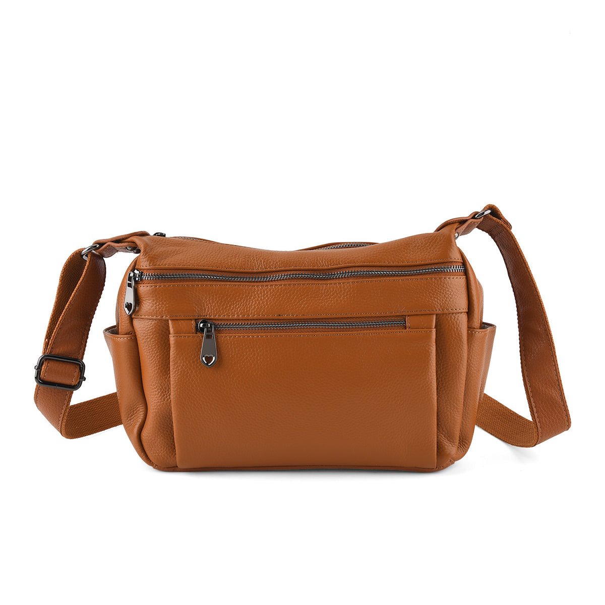 Closeout Deal - Genuine Leather Fully Lined Bag With Adjustable Cross Body Strap - Tan 8615675 0
