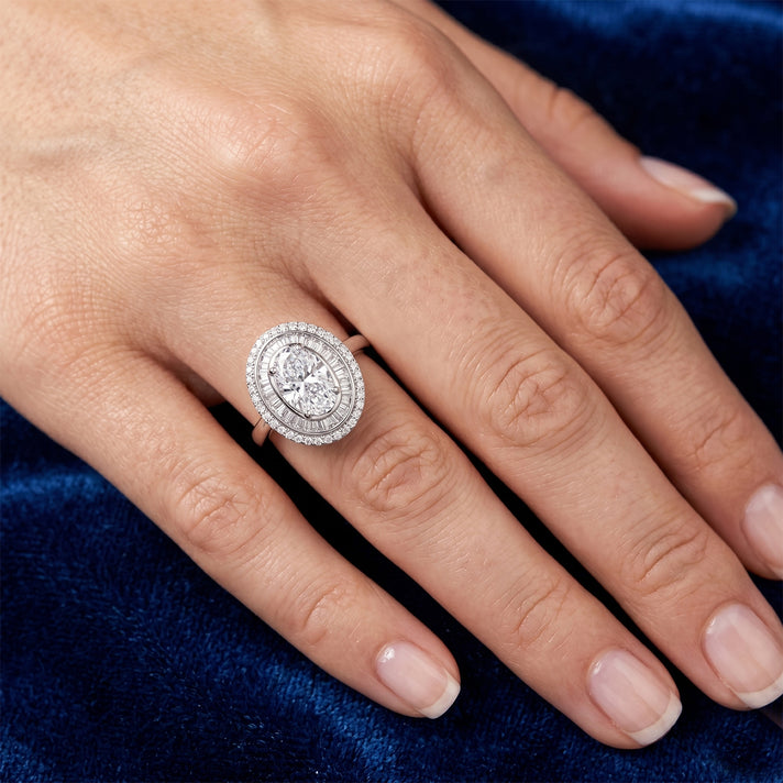 LUXURIANT 2 Ct. Lab Grown Diamond Halo Ring in Rhodium Overlay Sterling Silver (SI-G-H) 8615680 2