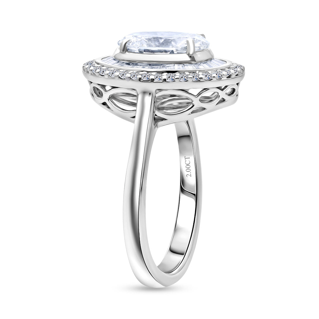 Luxuriant - Lab Grown Diamond (SI/G-H) Halo Ring in Rhodium Overlay Sterling Silver 2.06 Ct._8615680_3