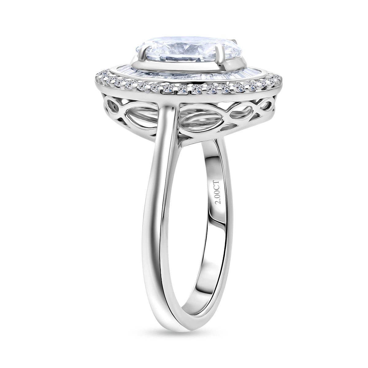 LUXURIANT 2 Ct. Lab Grown Diamond Halo Ring in Rhodium Overlay Sterling Silver (SI-G-H) 8615680 4