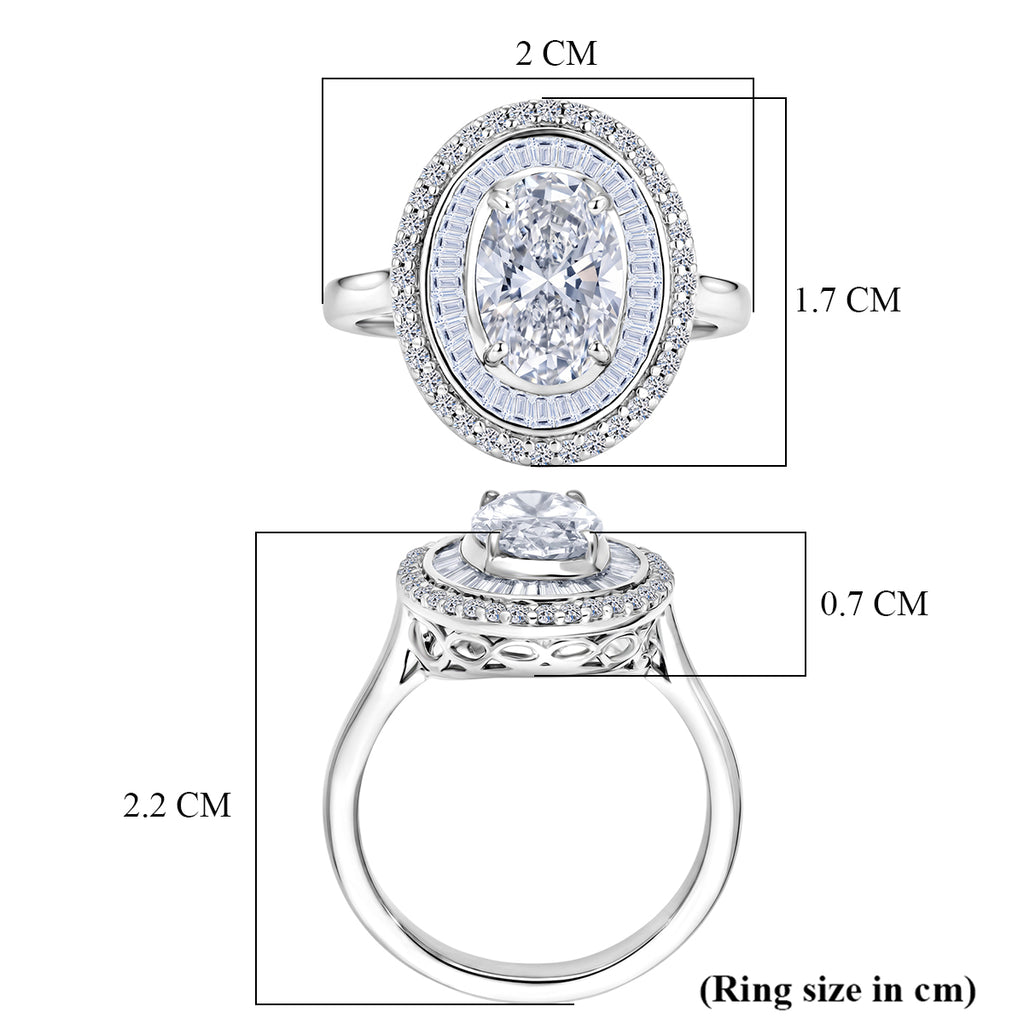 Luxuriant - Lab Grown Diamond (SI/G-H) Halo Ring in Rhodium Overlay Sterling Silver 2.06 Ct._8615680_5