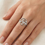 D'Joy - Moissanite Adjustable Filigree Ring in Rhodium Overlay Sterling Silver_8615735_1