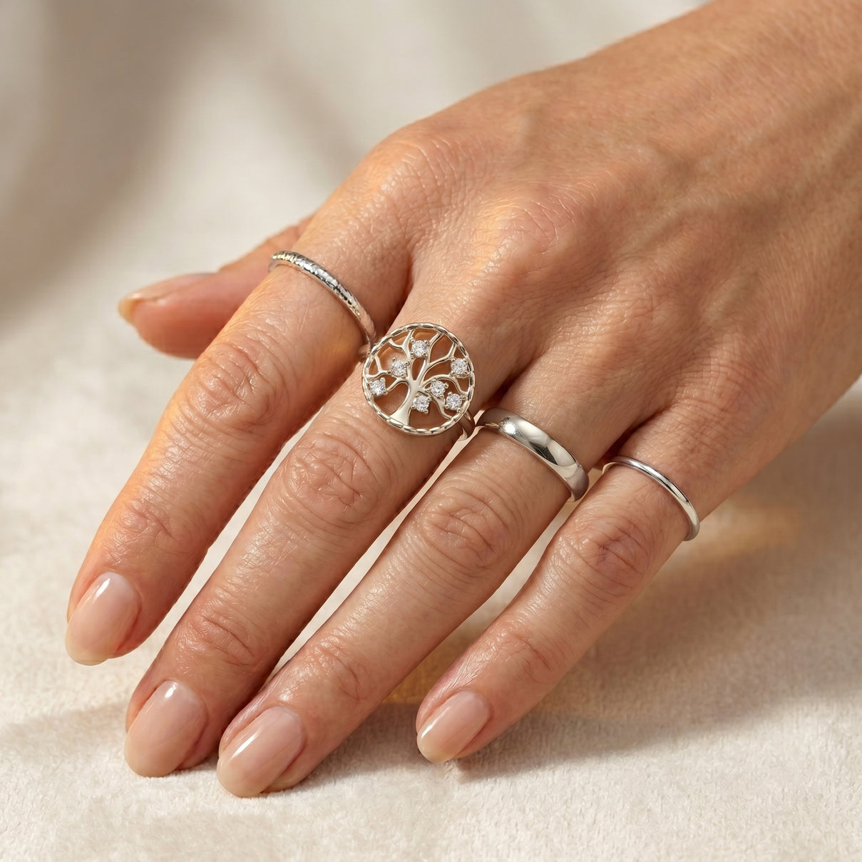 D'Joy - Moissanite Adjustable Filigree Ring in Rhodium Overlay Sterling Silver 8615735 3