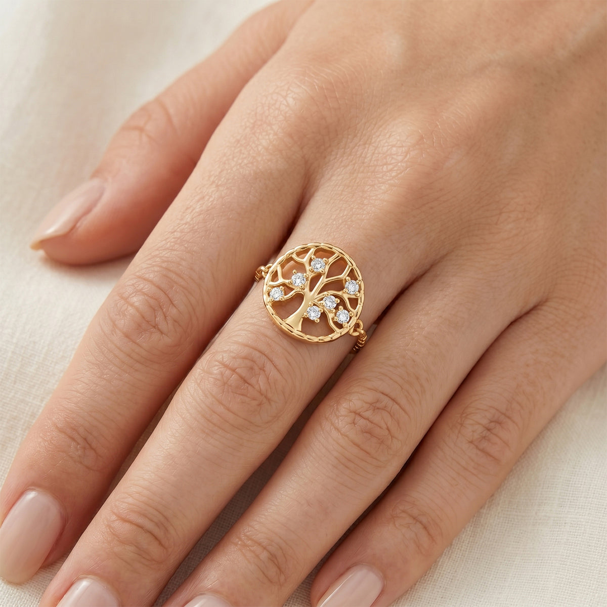 D'Joy - Moissanite Adjustable Filigree Ring in Yellow Gold Plated Sterling Silver V32513607 2