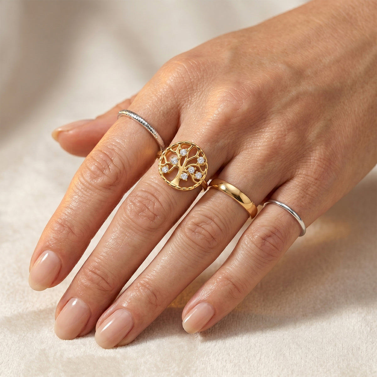 D'Joy - Moissanite Adjustable Filigree Ring in Yellow Gold Plated Sterling Silver V32513607 3