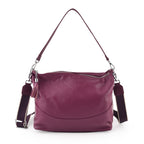 Genuine Leather Slouchy Convertible Shoulder & Crossbody Bag - Purple_8615741