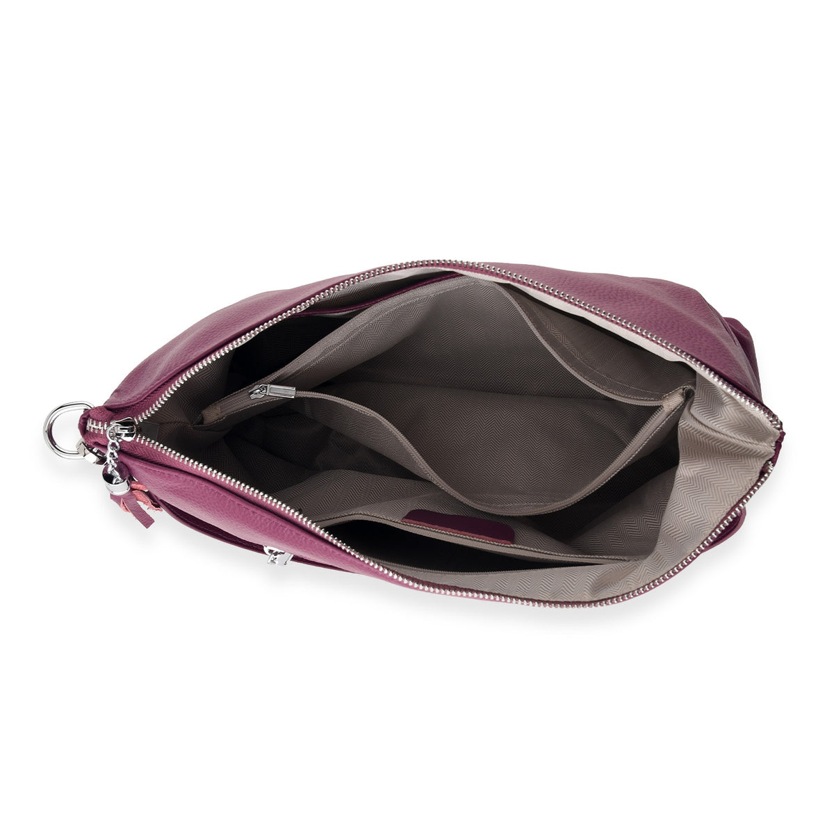Genuine Leather Slouchy Convertible Shoulder &amp; Crossbody Bag - Purple V32636198 5