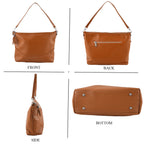 Genuine Leather Slouchy Convertible Shoulder & Crossbody Bag - Tan_8615742_3