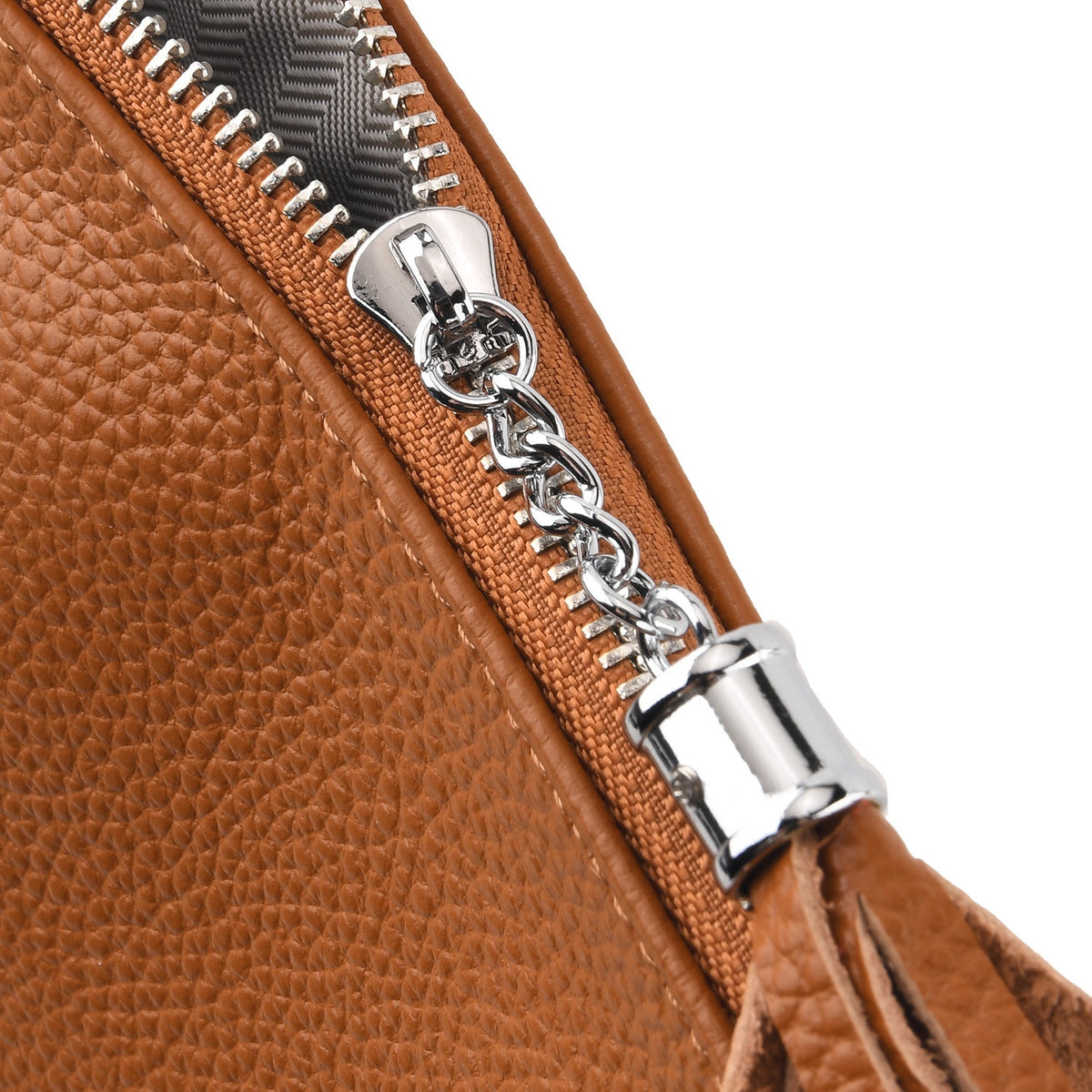 Genuine Leather Slouchy Convertible Shoulder &amp; Crossbody Bag - Tan V32642723 6