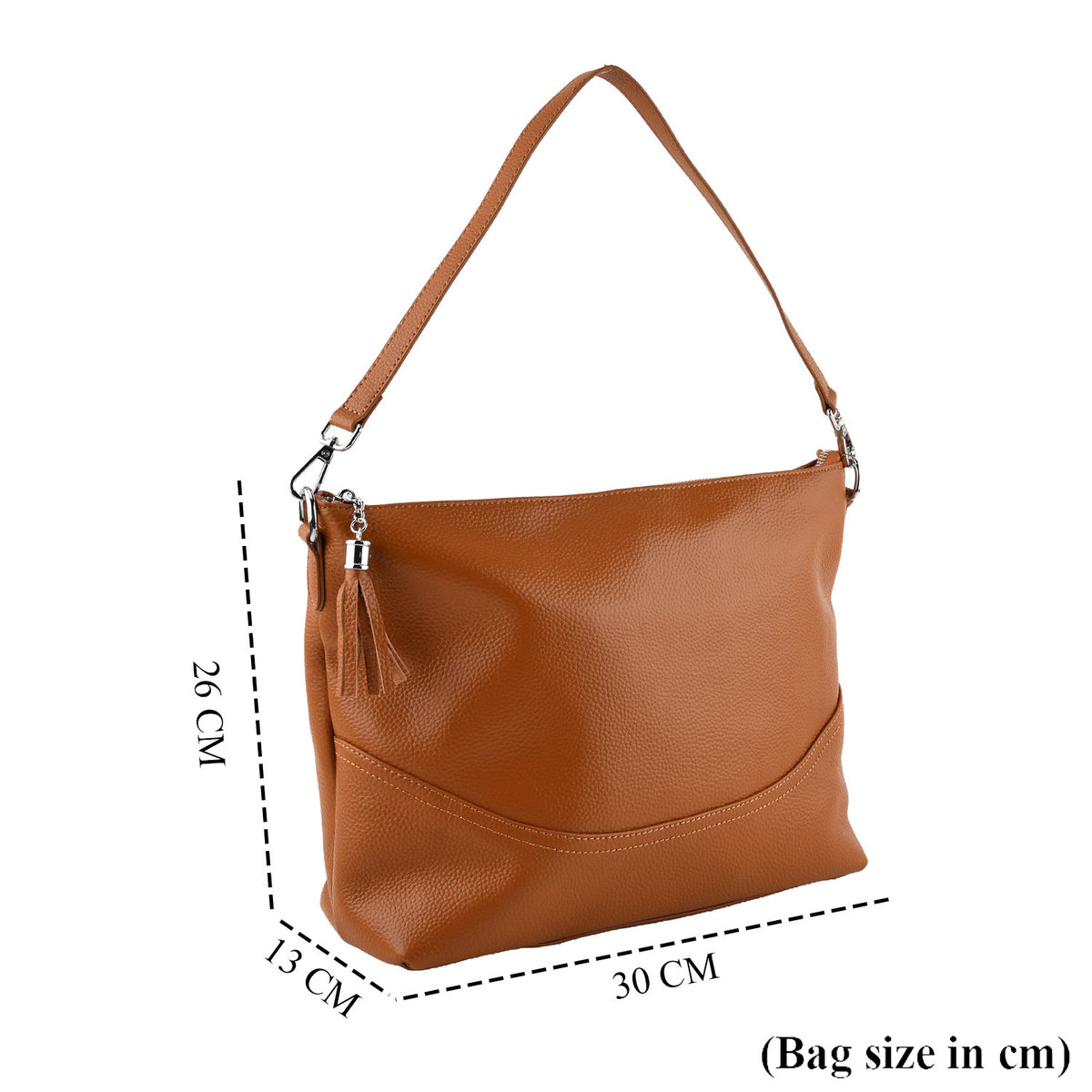 Genuine Leather Slouchy Convertible Shoulder &amp; Crossbody Bag - Tan V32642723 7