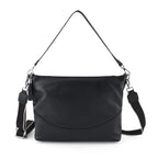 Genuine Leather Slouchy Convertible Shoulder & Crossbody Bag - Black_8615743
