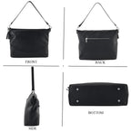 Genuine Leather Slouchy Convertible Shoulder & Crossbody Bag - Black_8615743