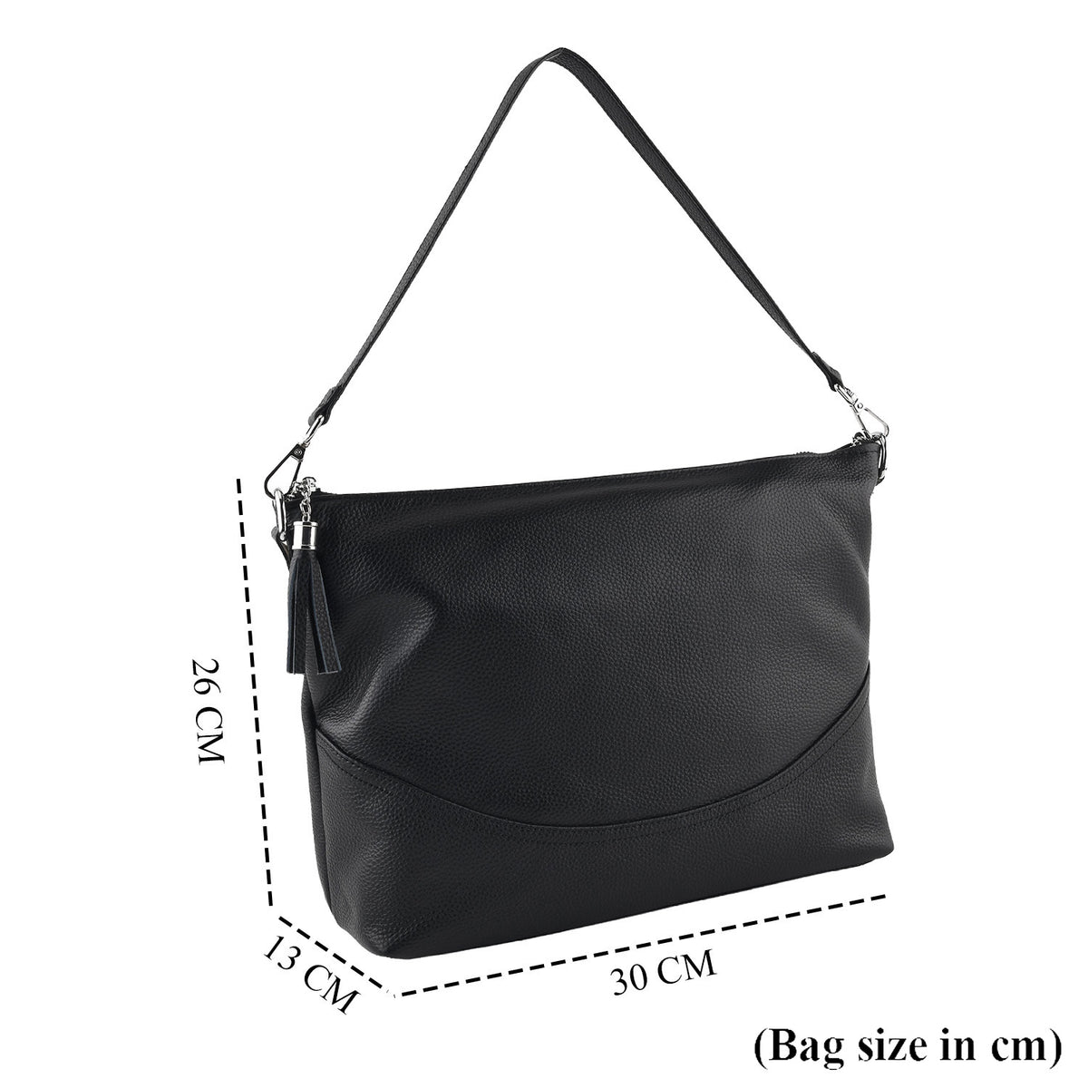 Genuine Leather Slouchy Convertible Shoulder &amp; Crossbody Bag - Black V32642885 7