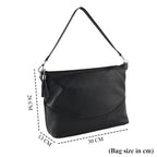 Genuine Leather Slouchy Convertible Shoulder & Crossbody Bag - Black_8615743