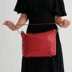 Womens Genuine Leather Slouchy Hobo Convertible Shoulder & Crossbody Bag - RED_8615744_2