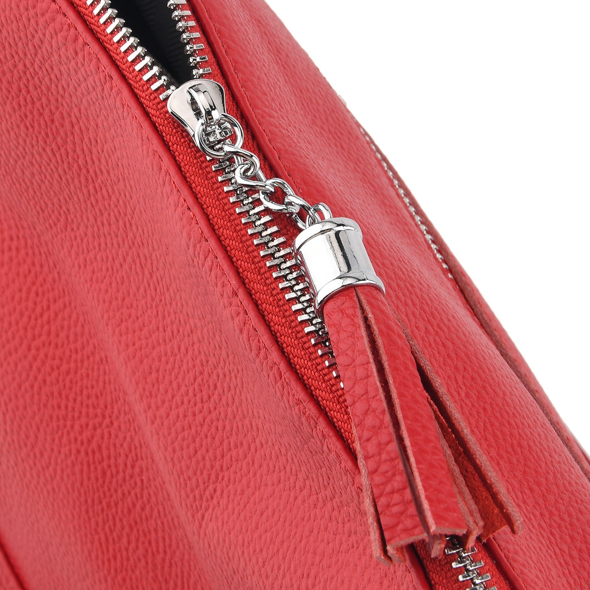 Womens Genuine Leather Slouchy Hobo Convertible Shoulder &amp; Crossbody Bag - RED V32643163 6