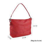 Womens Genuine Leather Slouchy Hobo Convertible Shoulder & Crossbody Bag - RED_8615744_6