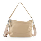 Genuine Leather Slouchy Convertible Shoulder & Crossbody Bag - Cream_8615745