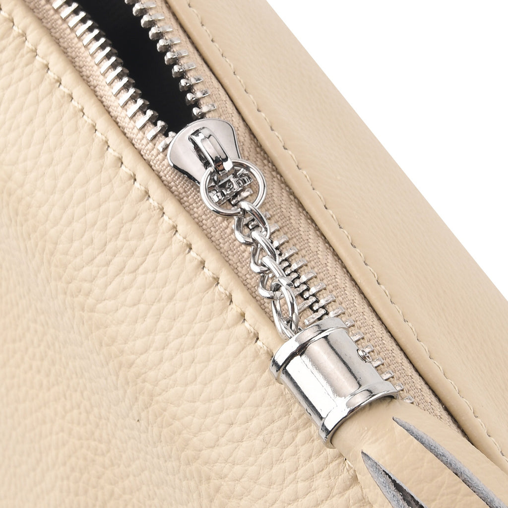 Genuine Leather Slouchy Convertible Shoulder & Crossbody Bag - Cream_8615745_5