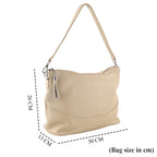 Genuine Leather Slouchy Convertible Shoulder & Crossbody Bag - Cream_8615745_6