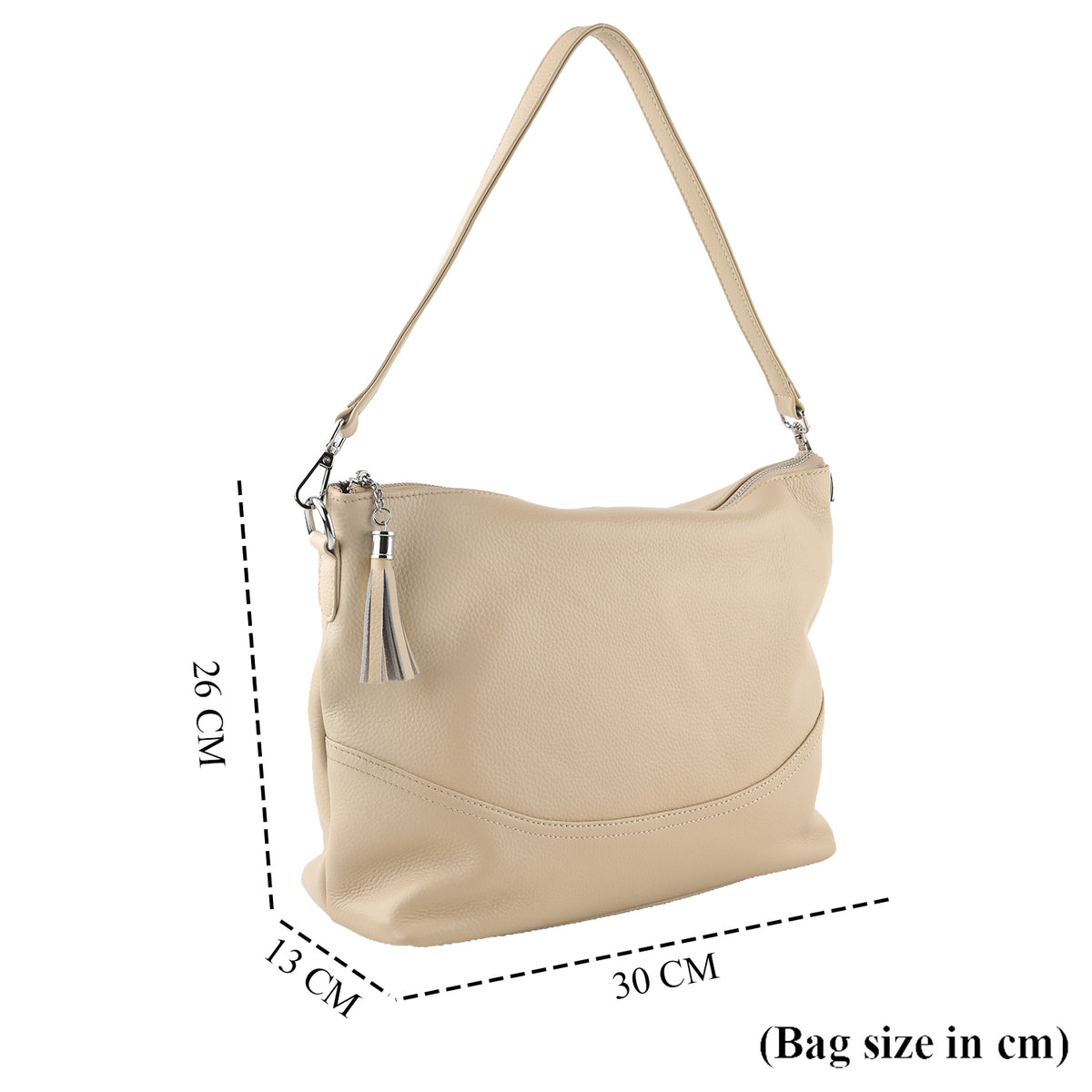 Genuine Leather Slouchy Convertible Shoulder &amp; Crossbody Bag - Cream V32643036 7