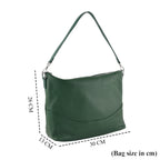Womens Genuine Leather Slouchy Hobo Convertible Shoulder & Crossbody Bag - Green_8615746