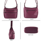Genuine Leather Multi Pocket Crossbody Bag - Tyrian Purple_8615768_4