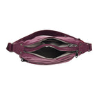 Genuine Leather Multi Pocket Crossbody Bag - Tyrian Purple_8615768_5