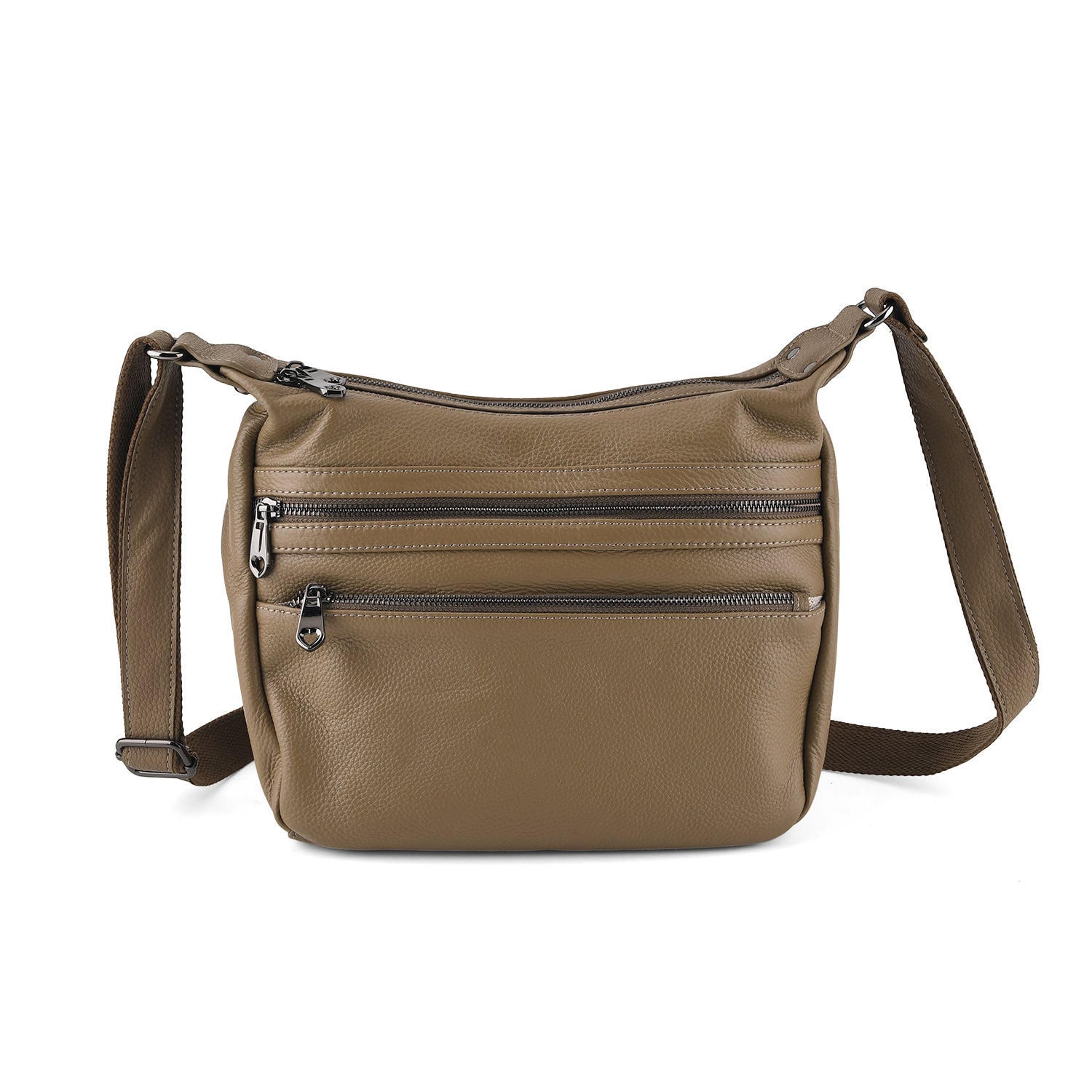 Genuine Leather Multi Pocket Crossbody Bag - Dark Tan V32515687 0