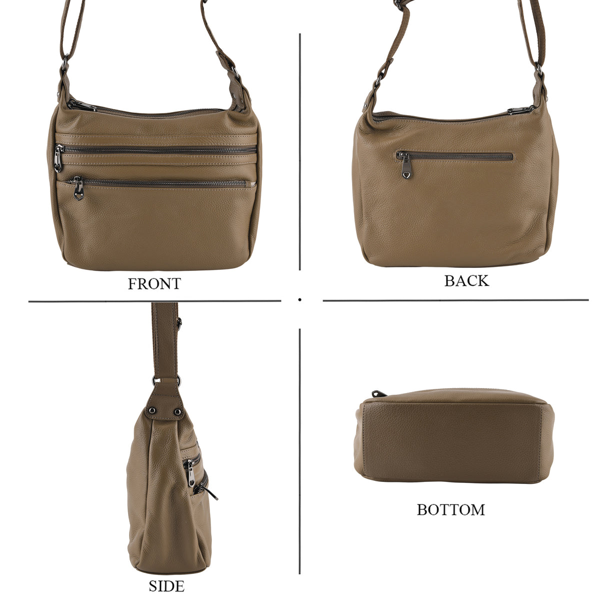 Genuine Leather Multi Pocket Crossbody Bag - Dark Tan V32515687 4