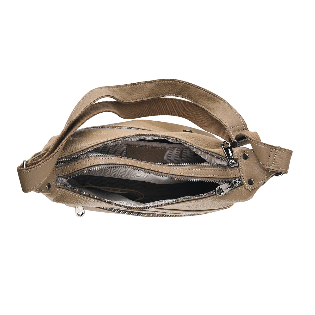 Genuine Leather Multi Pocket Crossbody Bag - Dark Tan V32515687 5