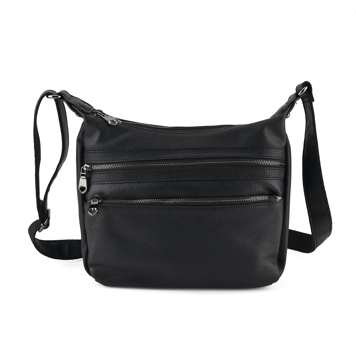 Genuine Leather Multi Pocket Crossbody Bag - Black V32515503 0