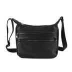 Genuine Leather Multi Pocket Crossbody Bag - Black_8615770