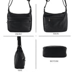 Genuine Leather Multi Pocket Crossbody Bag - Black_8615770_4