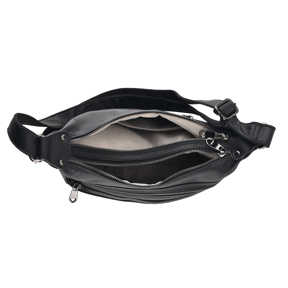 Genuine Leather Multi Pocket Crossbody Bag - Black V32515503 5