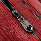 Genuine Leather Multi Pocket Crossbody Bag - Red_8615771_6